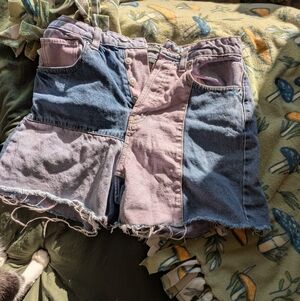 Wild Fable Patchwork Denim Shorts - Pink and Blue